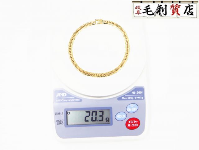 K18 キヘイ 喜平 アンクレット 8面トリプル 20.3g 8メントリプル 18金 イエローゴールド 750 YG 【中古】 ジュエリー拍卖