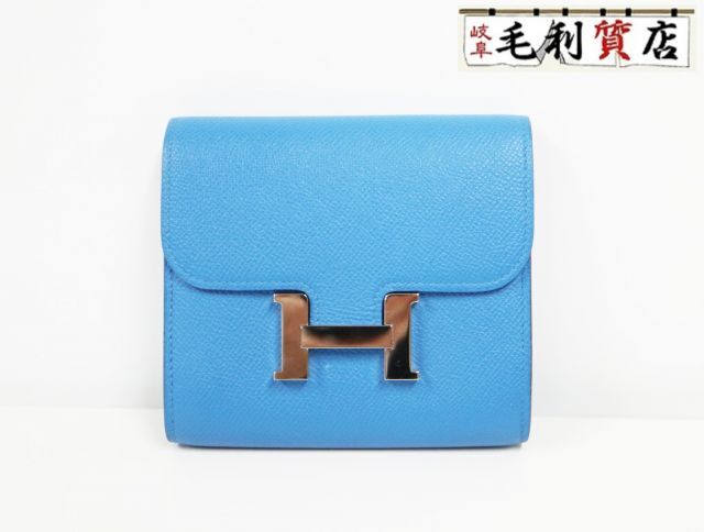 エルメス HERMES コンスタンスコンパクト エプソン シルバー金具 ブルー A刻 2017年 ユニセックス【中古】財布拍卖