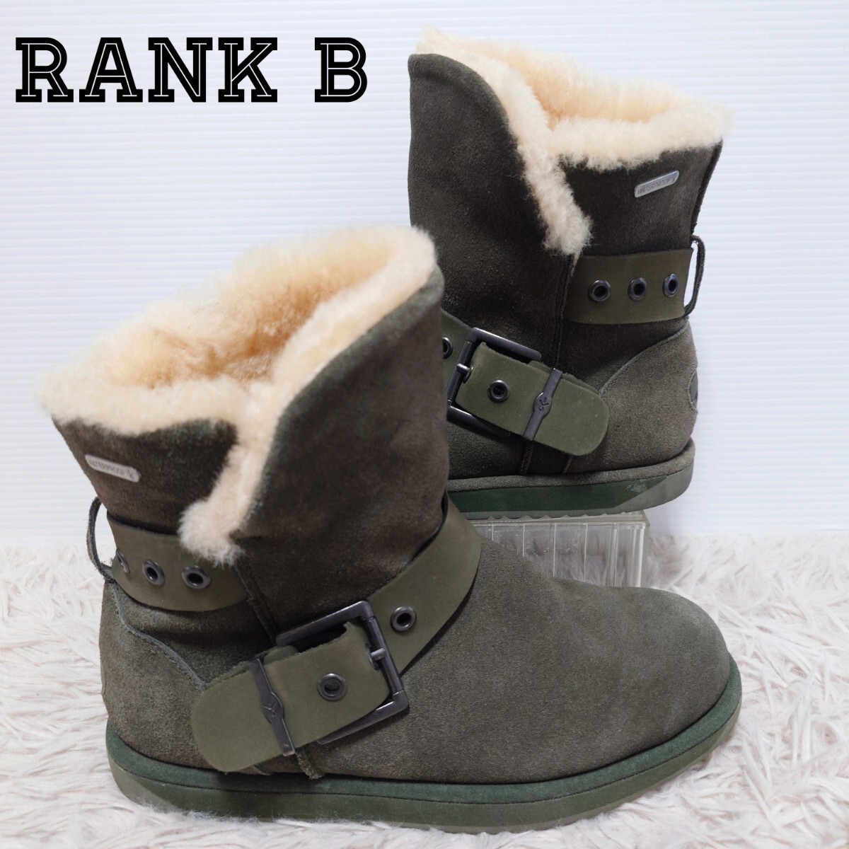 EMU Australia エミューオーストラリア ムートンブーツ 靴 23cm レディース カーキグリーン オリーブ系拍卖