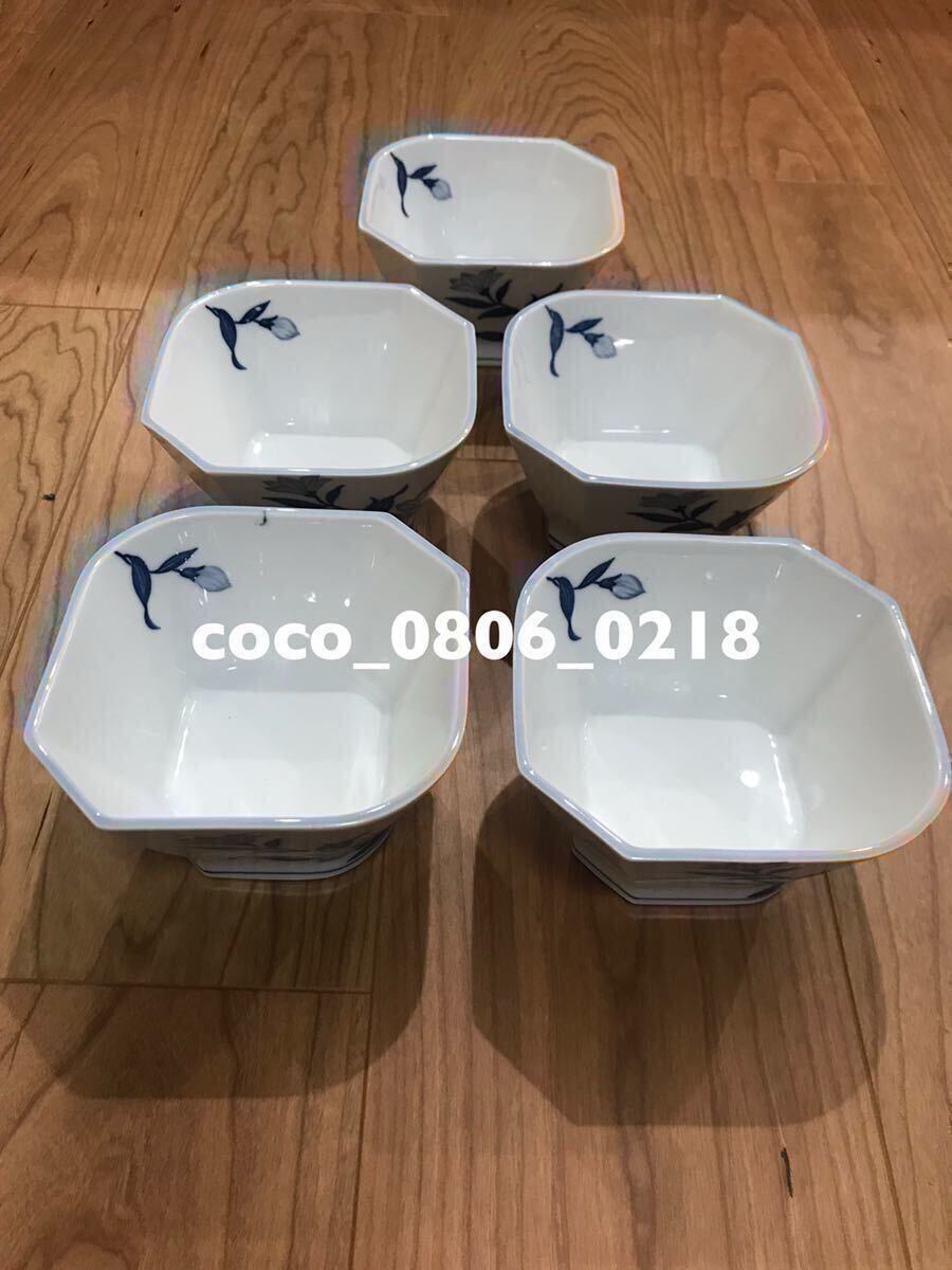 ♪小鉢 花柄 5個セット【未使用】長期保管 中古品扱い 経年劣化あり カケあり拍卖