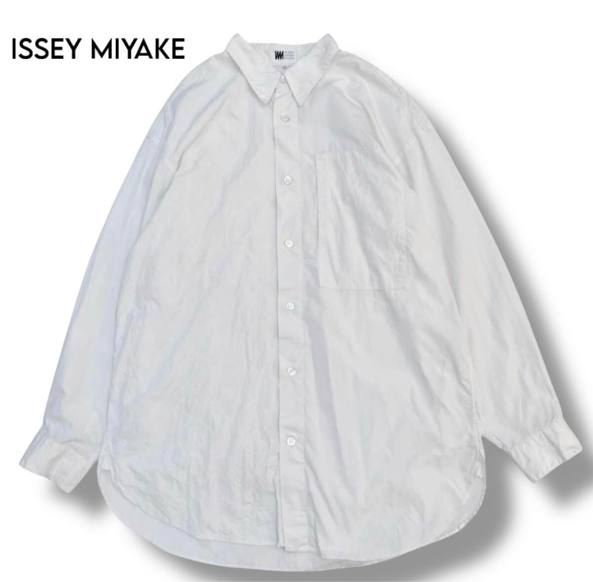 【ISSEY MIYAKE】アシンメトリー柄刺繍 デザインシャツ サイズM拍卖
