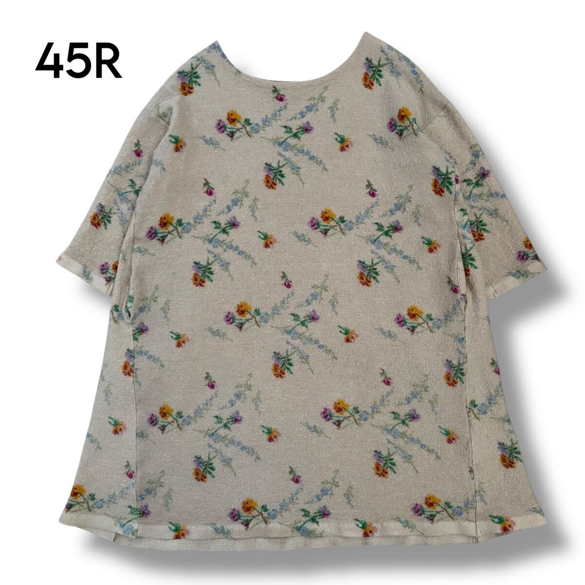 【45R】45rpm フロート縮絨ニットチュニック フラワー拍卖