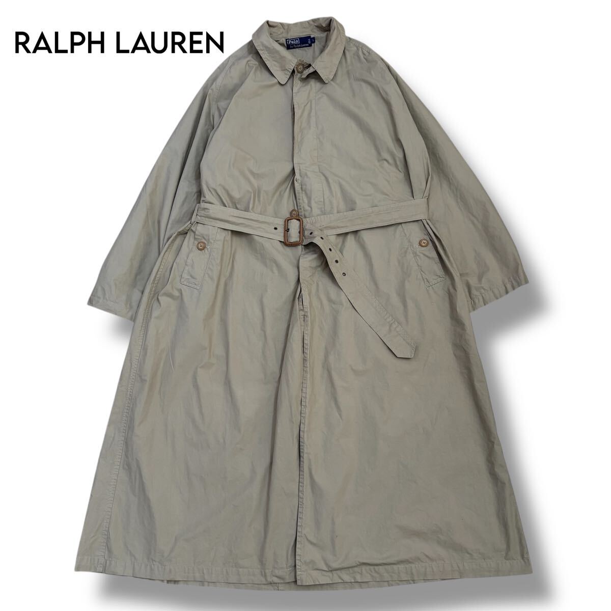 【RALPH LAUREN】90's チンストラップ付き ステンカラーコート L拍卖
