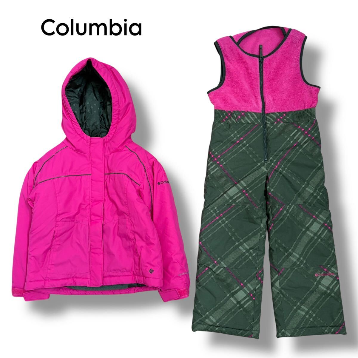 【Columbia】キッズ スキーウェア セットアップ(ピンク×カーキ・サイズ4-5)拍卖
