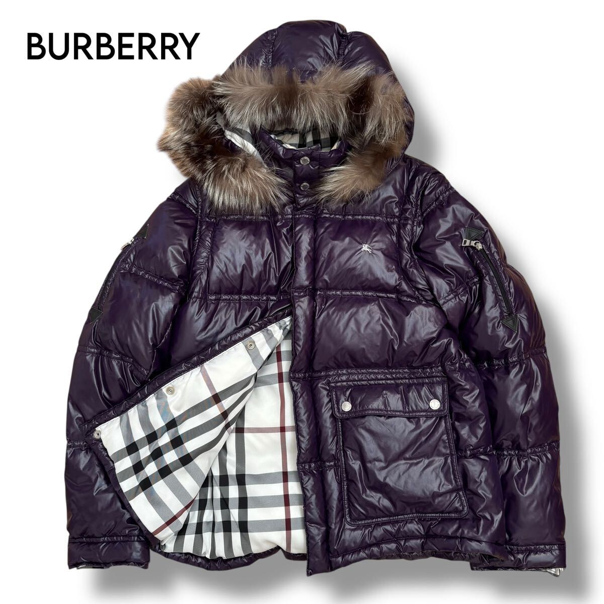 【BURBERRY BLACK LABEL】シルバーフォックスファー付き  4WAY ダウンジャケット L拍卖