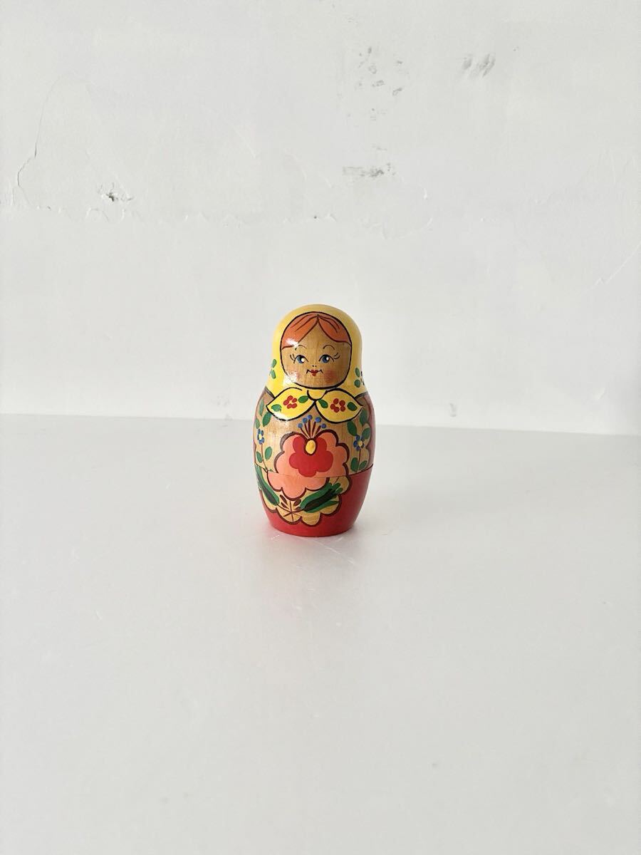 【VINTAGE】木製マトリョーシカ 黄色拍卖