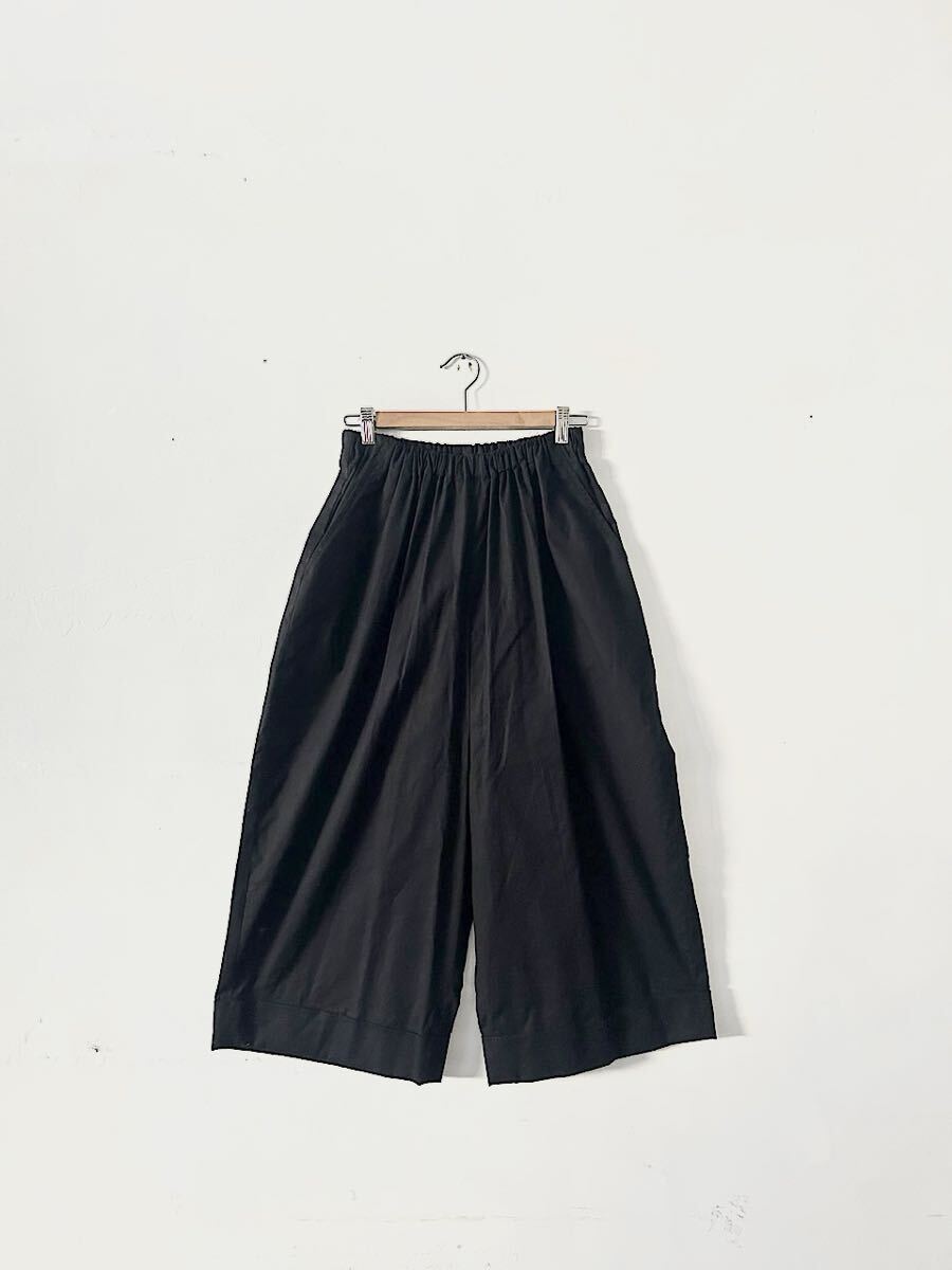【美品】ゴーシュ  ポプリン クロップドワイドパンツ 黒 サイズ2拍卖