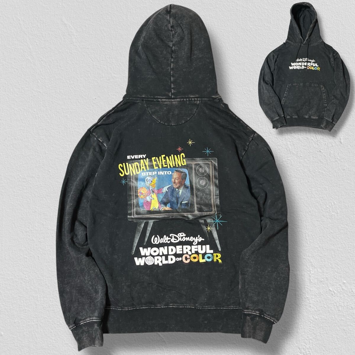 ウォルトディズニー&ヴォンドレイク教授 パーカー Disney100 The Eras Collection COLOR ブラック L ●洗濯プレス済● 黒 古着/696拍卖