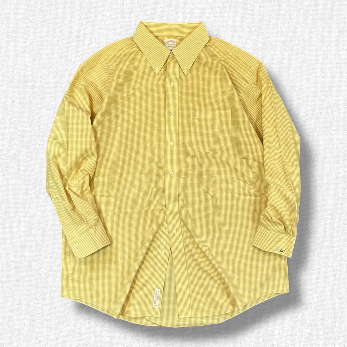 Brooks Brothers Est.1818 長袖ボタンダウンシャツ オレンジ系チェック柄 17 1/2-33 ●洗濯プレス済●ネコポス可● ブルックス 古着/782拍卖