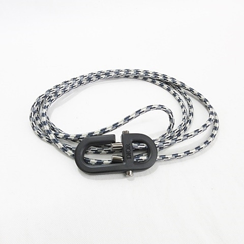 未使用品 Christian Dior クリスチャン ディオール ロープベルト 紺 ネイビー グレー 25102701拍卖