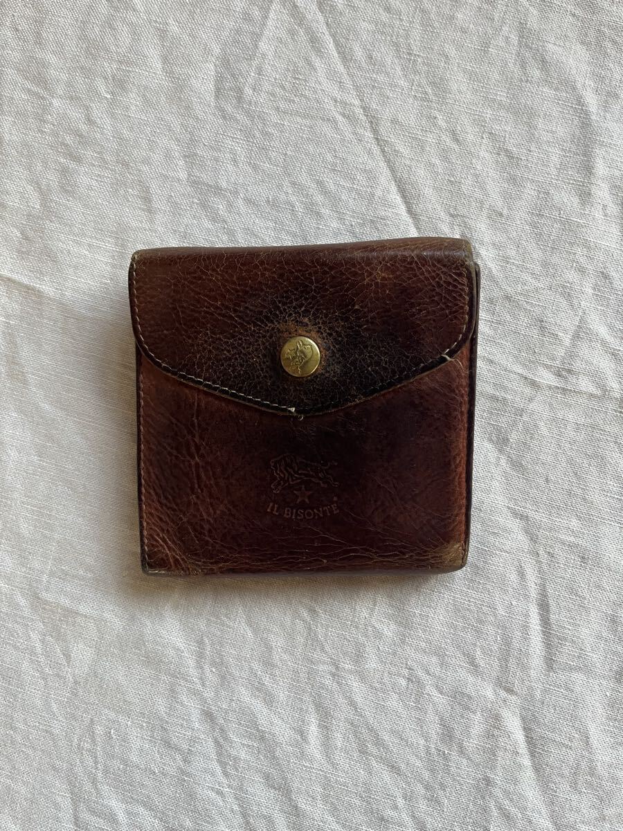 IL BISONTE イルビゾンテ ライト キャメル ブラウン レザー 二つ折り財布 財布 レザー ウォレット ブラウン系 コインケース拍卖