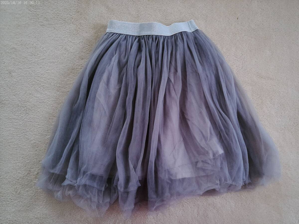 ■グレー■シフォンスカート■フレアー■enchantepetit■サイズ130■アンシャンテプチ■拍卖