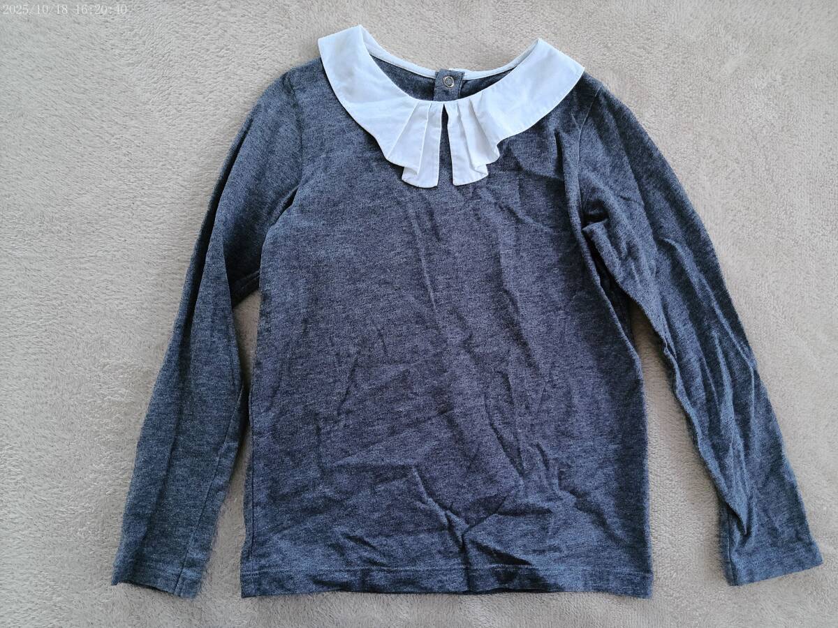 ■Jacadi■白襟にグレーの長袖カットソー■サイズ6歳■116cm■拍卖