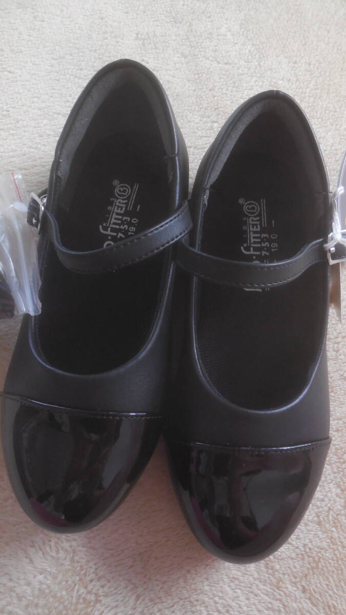 ■新品■フォーマルシューズ■サイズ19cm■バイオフィッター■ストラップシューズ■黒■拍卖