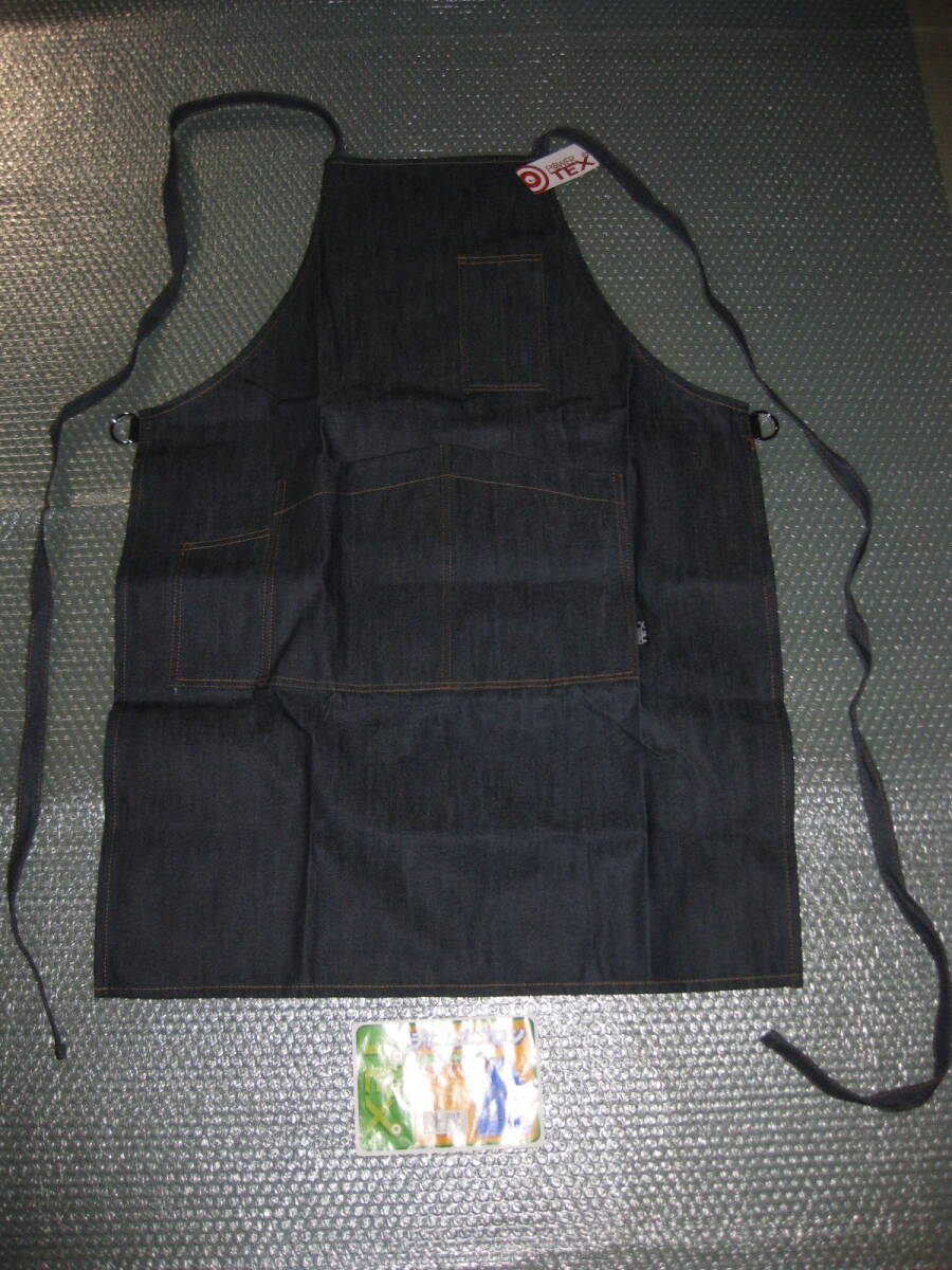 デニムエプロン フリーサイズ 首かけタスキタイプ ペン刺しポケット付き 綿100% 送¥185~ ■デニム ジーンズ生地 作業用 拍卖