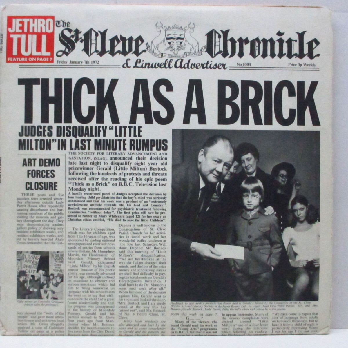 JETHRO TULL(ジェスロ・タル)-Thick As A Brick (UK オリジナル「iロゴ有リム」LP/新聞拍卖