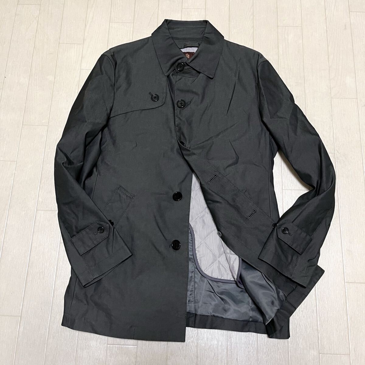 和855★ TAKEO KIKUCHI タケオキクチ ハーフコート ライナーあり ステンカラーコート 1 ダークグレー メンズ拍卖