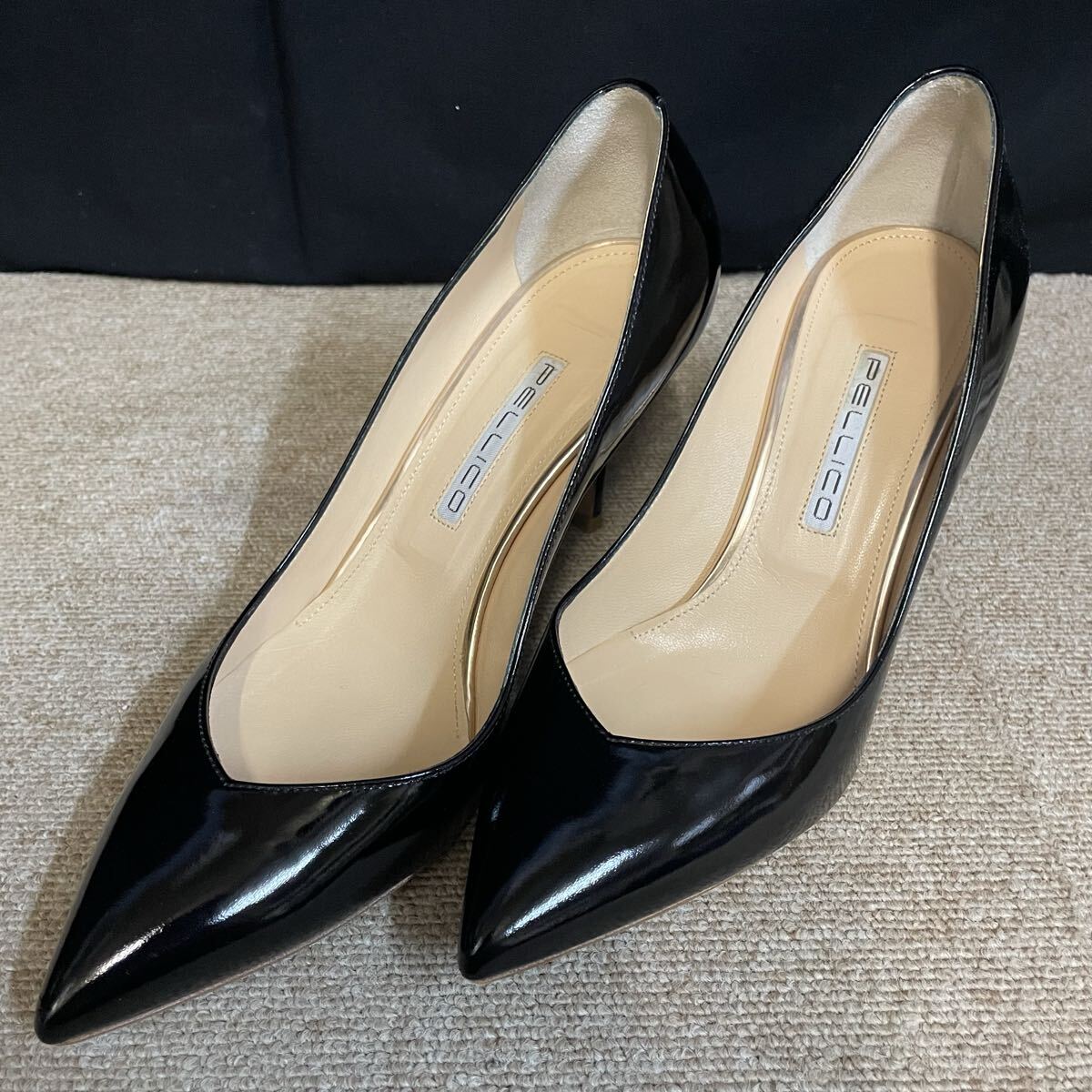 E685 A■ PELLICO ペリーコ パンプス ピンヒール レザー ヒール約7〜8cm 24.5cm〜25.0cm EU38拍卖