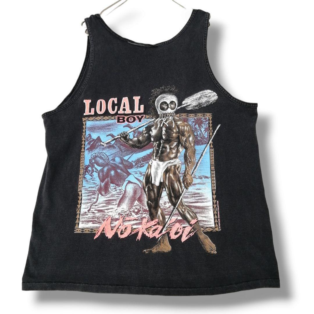 希少!90年代 vintage HAWAIIAN STRENGTH ノースリーブ タンクトップ ブラック M 黒 90s ボロ フェード 雰囲気系 古着 ヴィンテージ / 1602拍卖