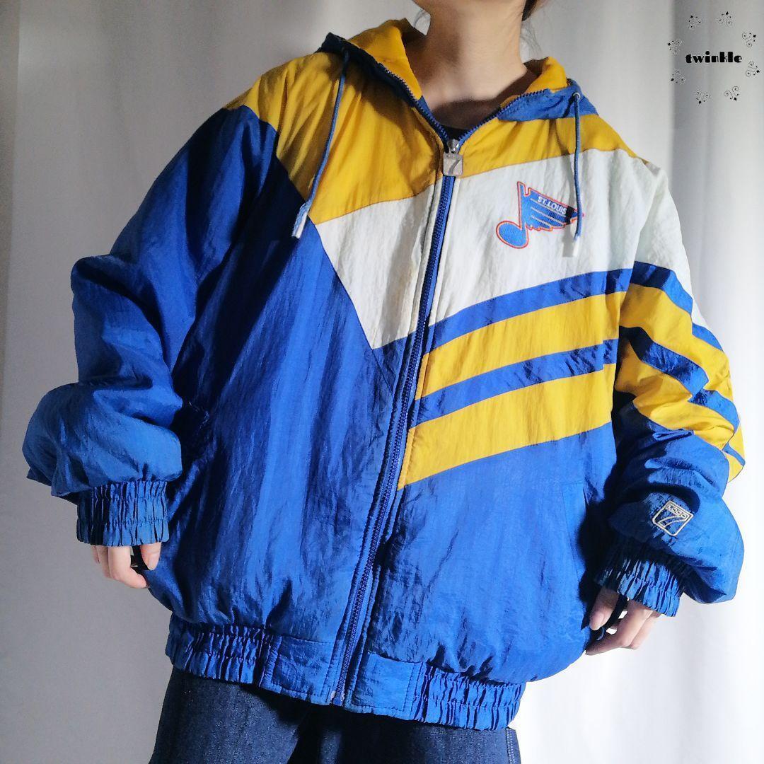 希少!90s NHL ST.LOUIS BLUES セントルイス・ブルース 中綿ナイロンジャケット ブルゾン ジャンパー アイスホッケー メンズXL 654拍卖