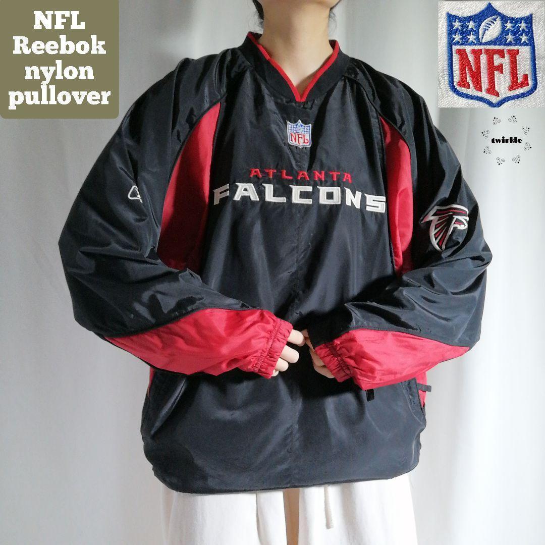 Reebok × NFL Atlanta Falcons アトランタ・ファルコンズ 刺繍 プルオーバー ウィンドブレーカー リーボック ピステ メンズ M 古着 2898拍卖