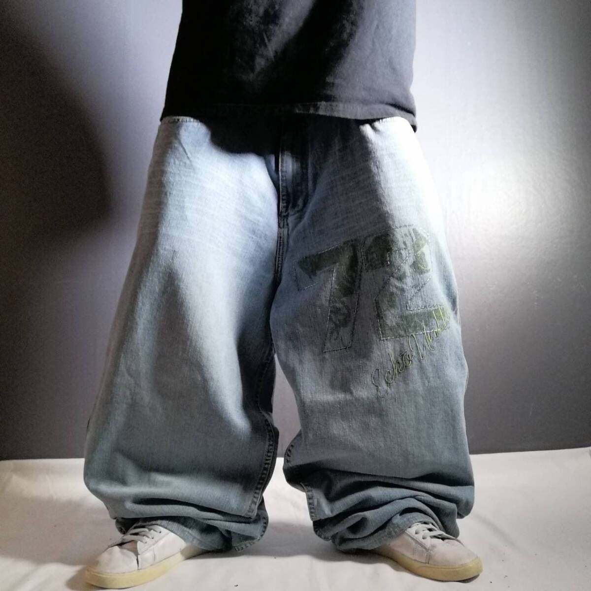 エコーアンリミテッド ECKO UNLTD 極太 バギーデニムパンツ オーバーサイズ ジーンズ B系 HIPHOP ライトブルー メンズ W38 古着 / 3912拍卖