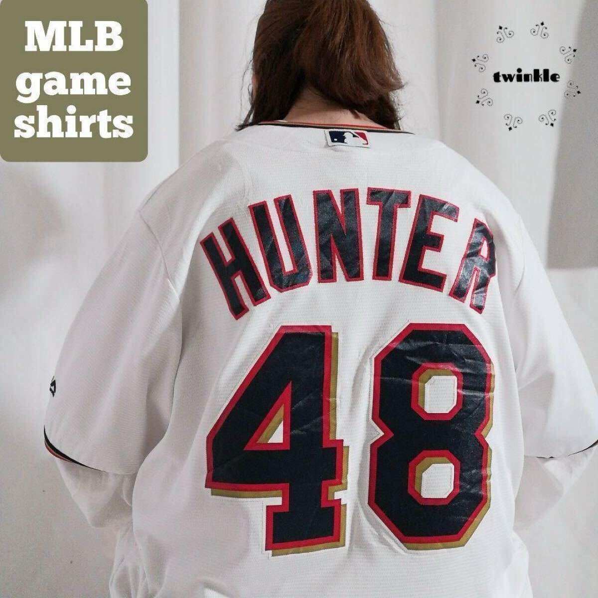 Majestic マジェスティック MLB ミネソタ・ツインズ メジャーリーグ ベースボール シャツ HUNTER レプリカ ユニフォーム M 古着 / 1215拍卖