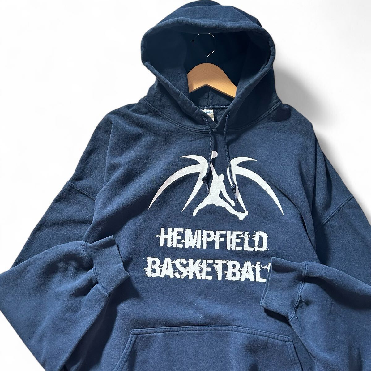 GILDAN ヘビーブレンド スウェットパーカー Hempfield Basketball/LUTZ ネイビー ギルダン スエット フーディ B系 ストリート 古着 2XL/y13拍卖
