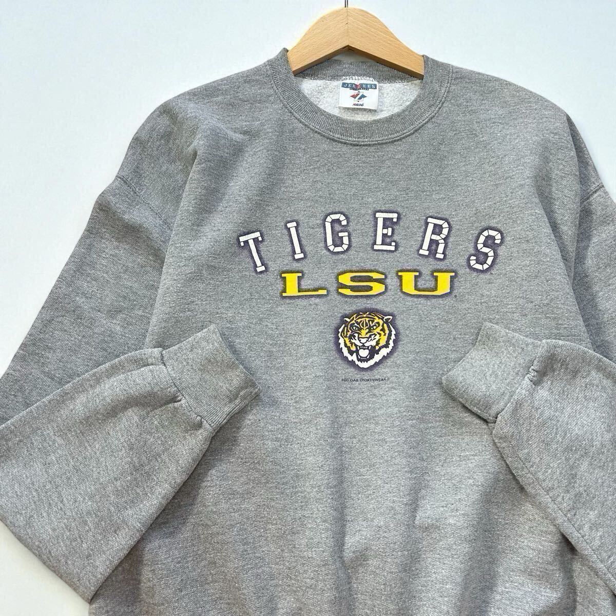 希少 Jerzees 90s LSU TIGERS タイガース スウェット グレー M-L / ヴィンテージ ジャージーズ 古着 カレッジロゴ トレーナー /y08拍卖