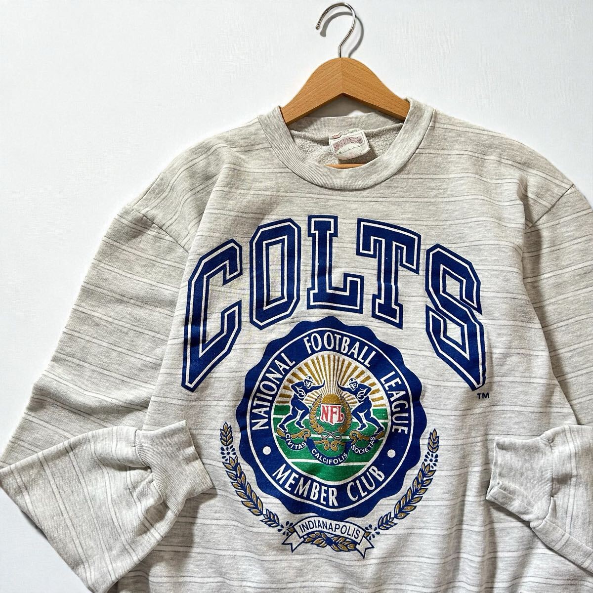 USA製 90s NFL インディアナポリス コルツ Nutmeg Mills ボーダー スウェット XL ビンテージ トレーナー ナツメグミルズ Colts / 3136拍卖