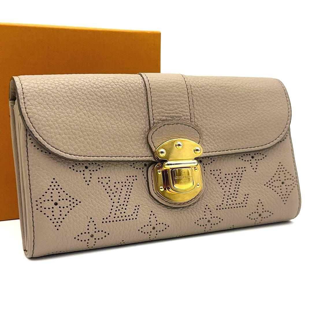 【美品】LOUIS VUITTON ルイヴィトン モノグラム マヒナ ポルトフォイユ イリス 長財布 ベージュ系拍卖