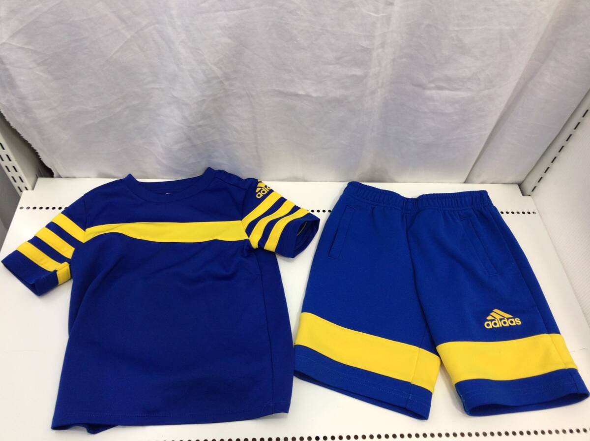 adidas ジャージ 半袖 Tシャツ ハーフパンツ 半ズボン 上下 セット ブルー イエロー 110cm キッズ 子ども アディダス G9拍卖