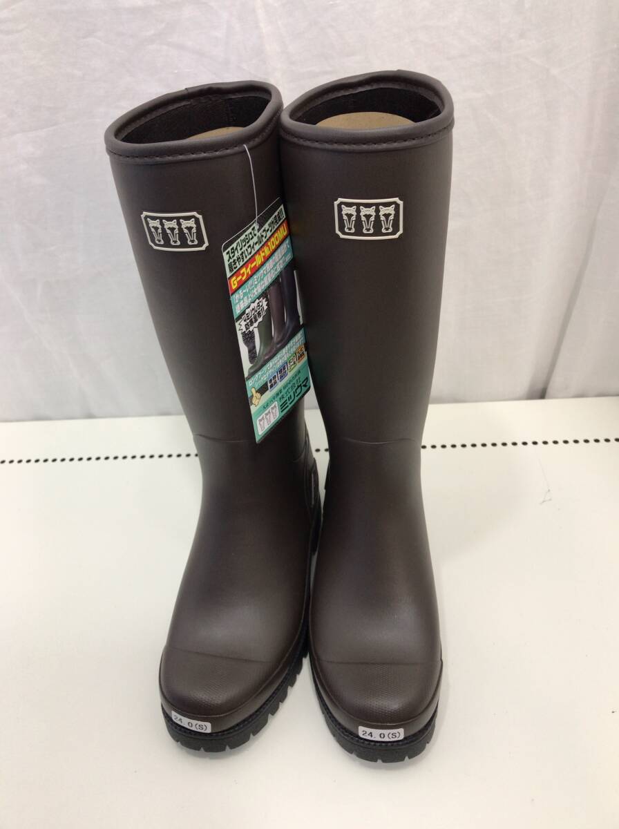 未使用 株式会社 ミツウマ 未使用 ジーフィールド 長靴 ブラウン 24cm レディース G-フィールド D10拍卖