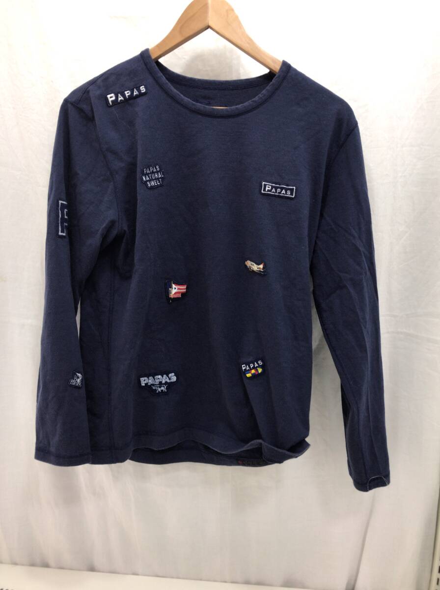 PAPAS 長袖 Tシャツ ネイビー Sサイズ メンズ パパス A35拍卖