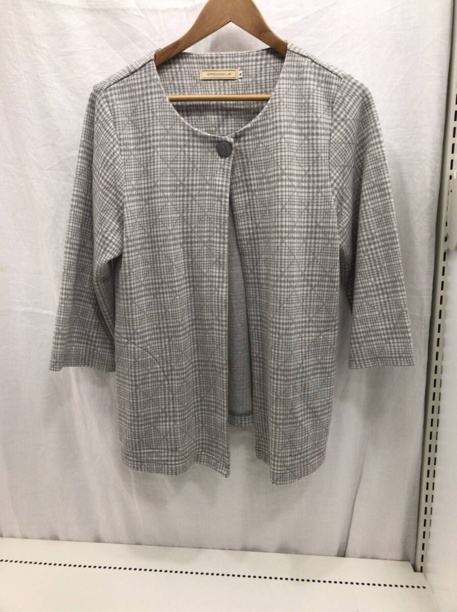 Crocodile カーディガン グレー チェック Mサイズ レディース クロコダイル C6拍卖