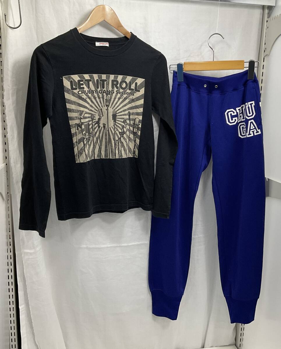 CHUBBYGANG 長袖 Tシャツ ブラック Mサイズ(140cm) ジャージ パンツ ブルー Mサイズ(140cm) セット キッズ 子ども F29拍卖