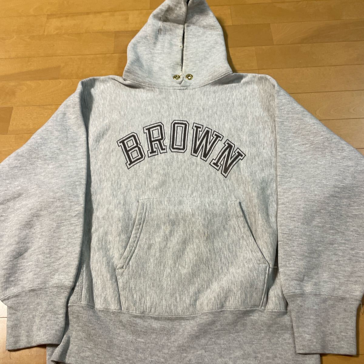 初期トリコ デカハトメ BROWN チャンピオン リバースウィーブ パーカー USA製 ビンテージ スウェット Champion 80s トリコタグ拍卖