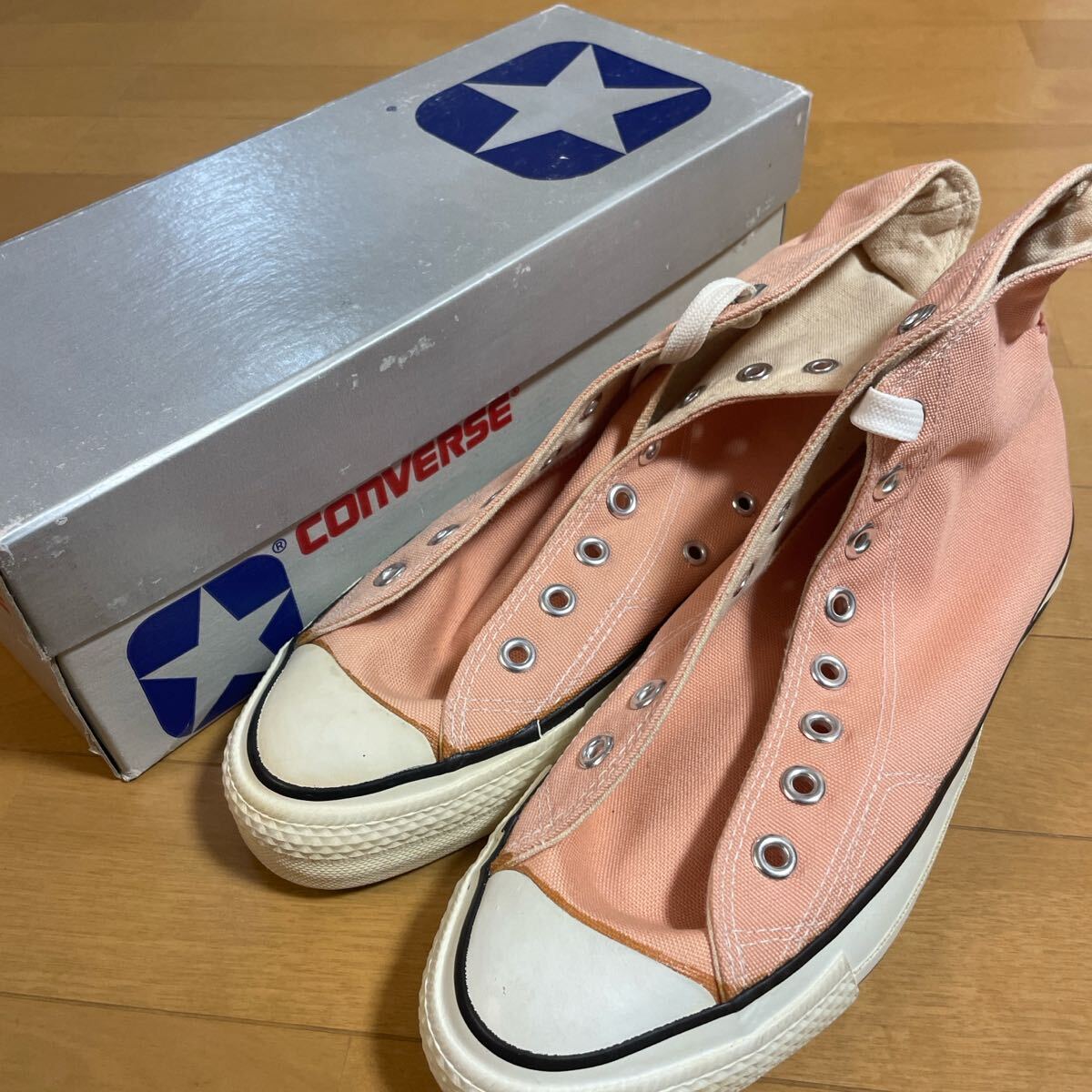 デッドストック ピーチ 80s コンバース オールスター USA製 ビンテージ CONVERSE スニーカー拍卖