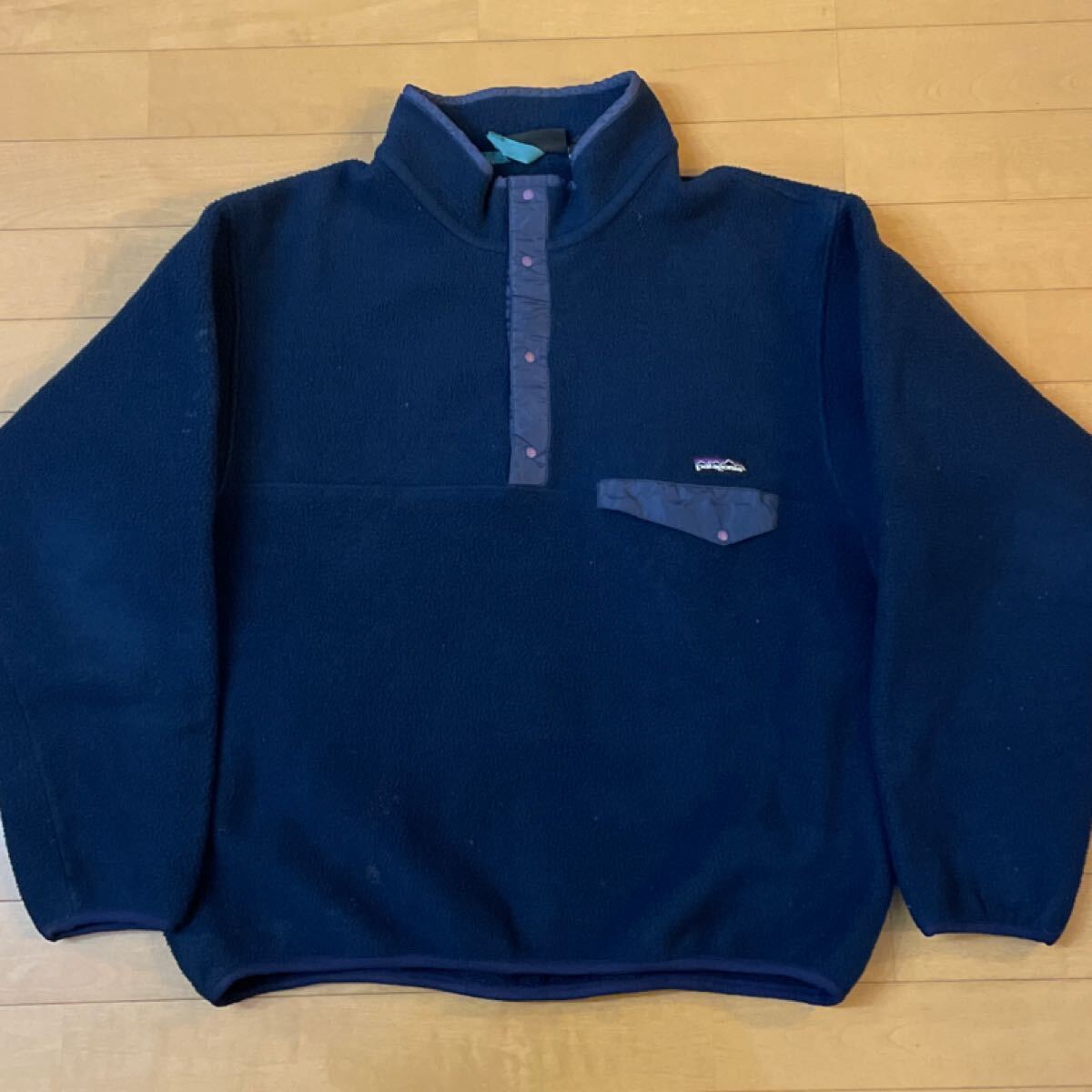 ネイビー Patagonia スナップT シンチラ フリース パタゴニア ビンテージ L 前立てナイロン snapt 90s拍卖