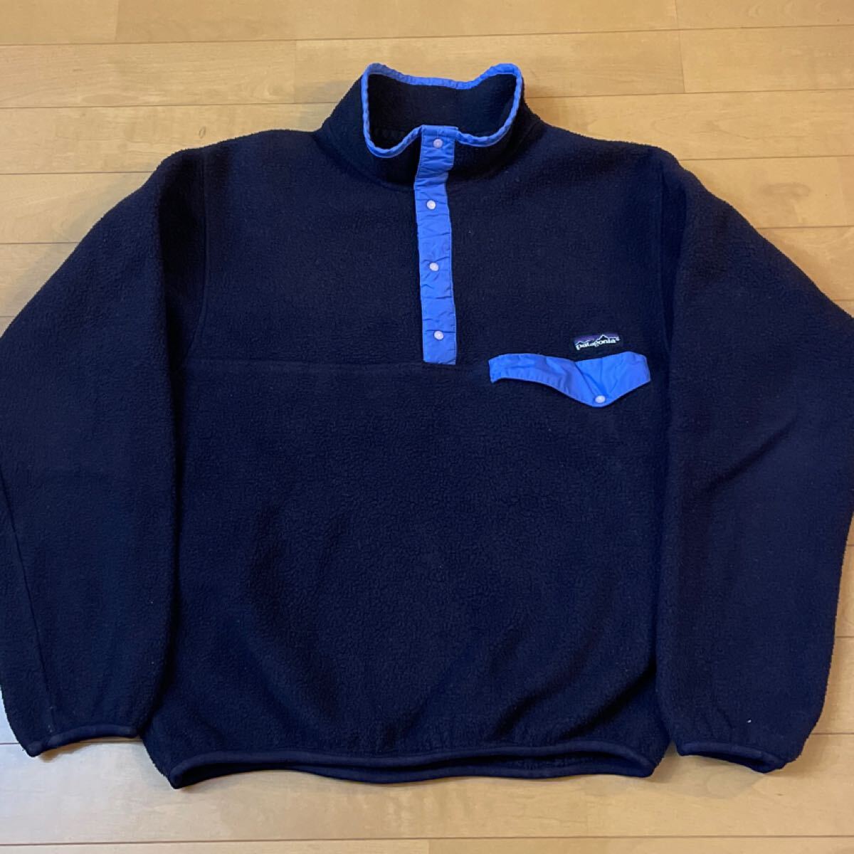 ネイビー Patagonia スナップT シンチラ フリース パタゴニア ビンテージ M 前立てナイロン snapt 90s拍卖