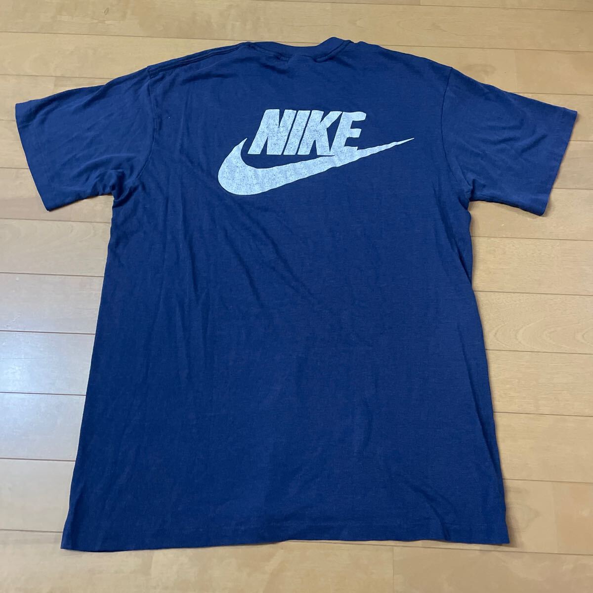 80s バックプリント NIKE Tシャツ USA製 ビンテージ 紺タグ ナイキ スウッシュ シングルステッチ拍卖