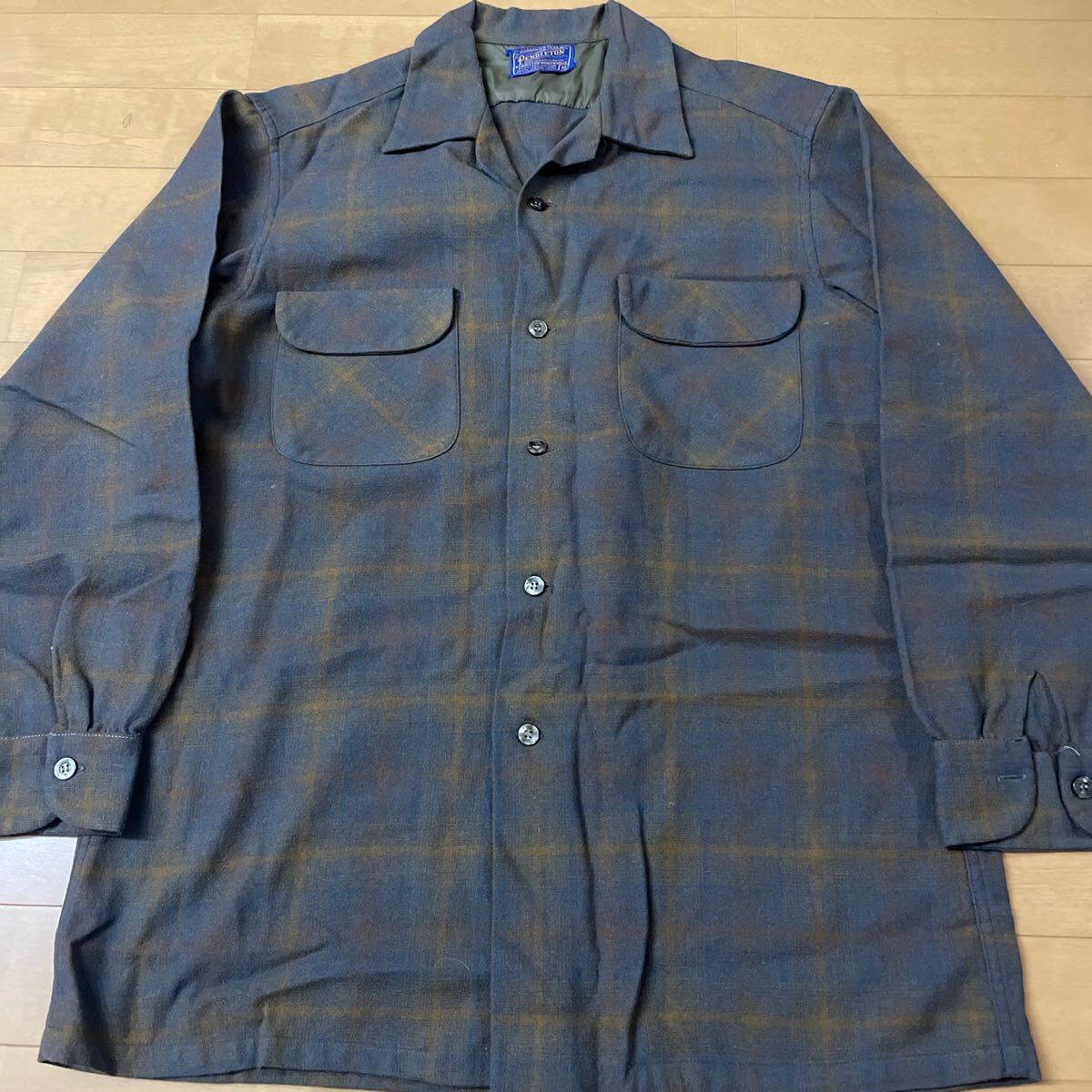 ネイビー ブラウン ペンドルトン ウール ボードシャツ オンブレ チェック USA製 ビンテージ 60s 70s pendleton シャドー拍卖