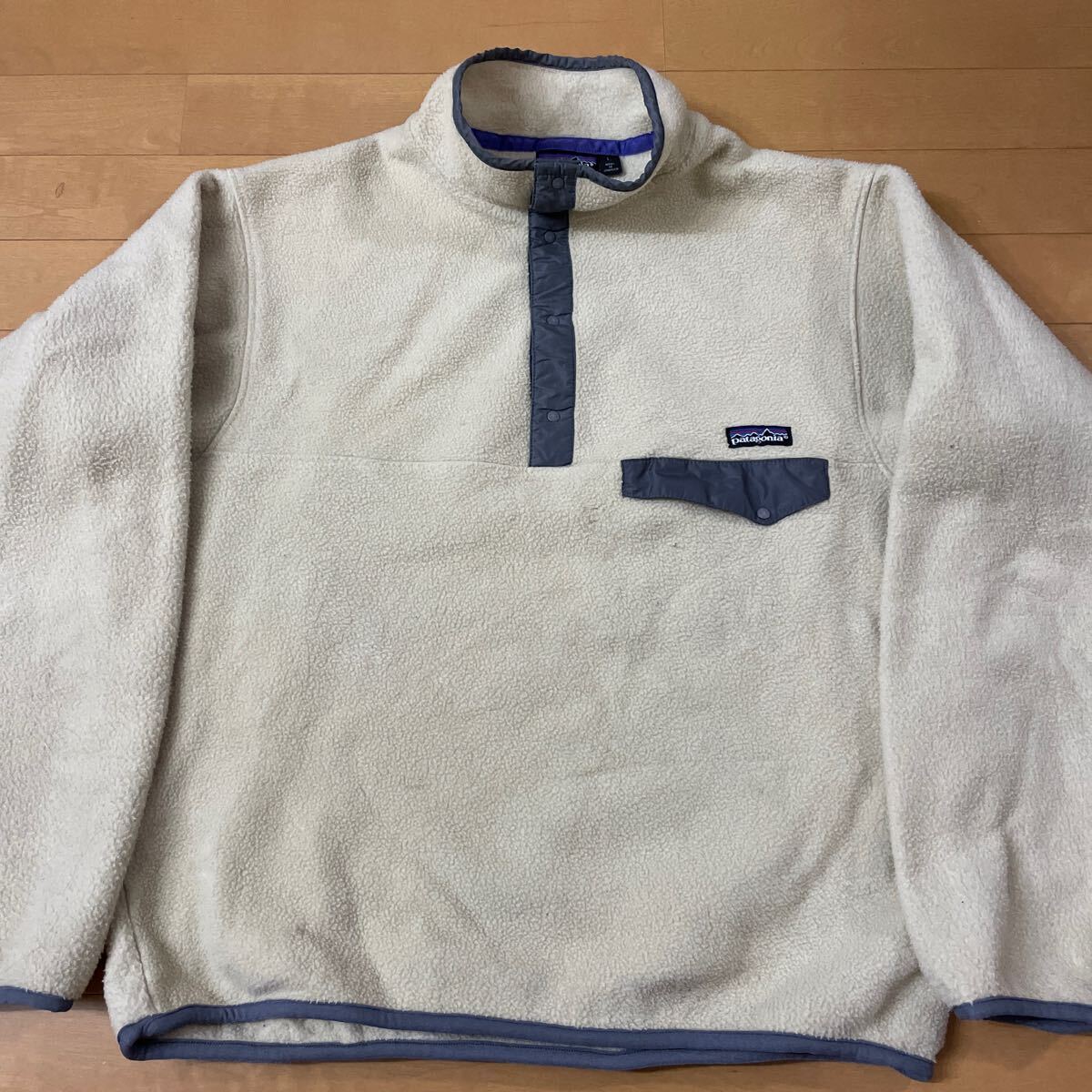 L クリーム グレー patagonia スナップT シンチラ フリース 90s パタゴニア 前立てナイロン ビンテージ ナチュラル 拍卖