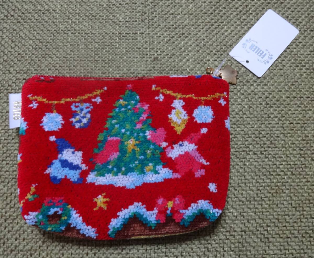 フェイラー FEILER 新品未使用シュニール織 ポーチ クライナーマルクト クリスマス 雪だるま くるみ割り人形RE拍卖