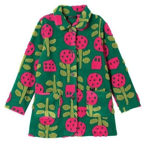 Mサイズ マタノアツコ 俣野温子☆ワコール新品タグ付 ガウン ジャケット ローブ コート 大きな花 GR 長袖ボアジャガード あったか拍卖