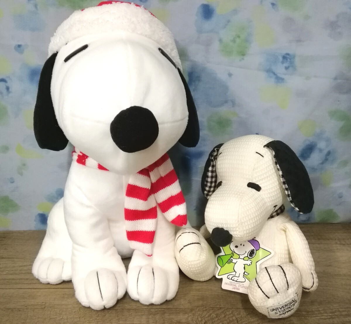 g_t L134 ☆スヌーピー SNOOPY メガジャンボ おすわりウィンター ぬいぐるみ/USJ 座位20cm ぬいぐるみ 2点まとめて タグ付き拍卖