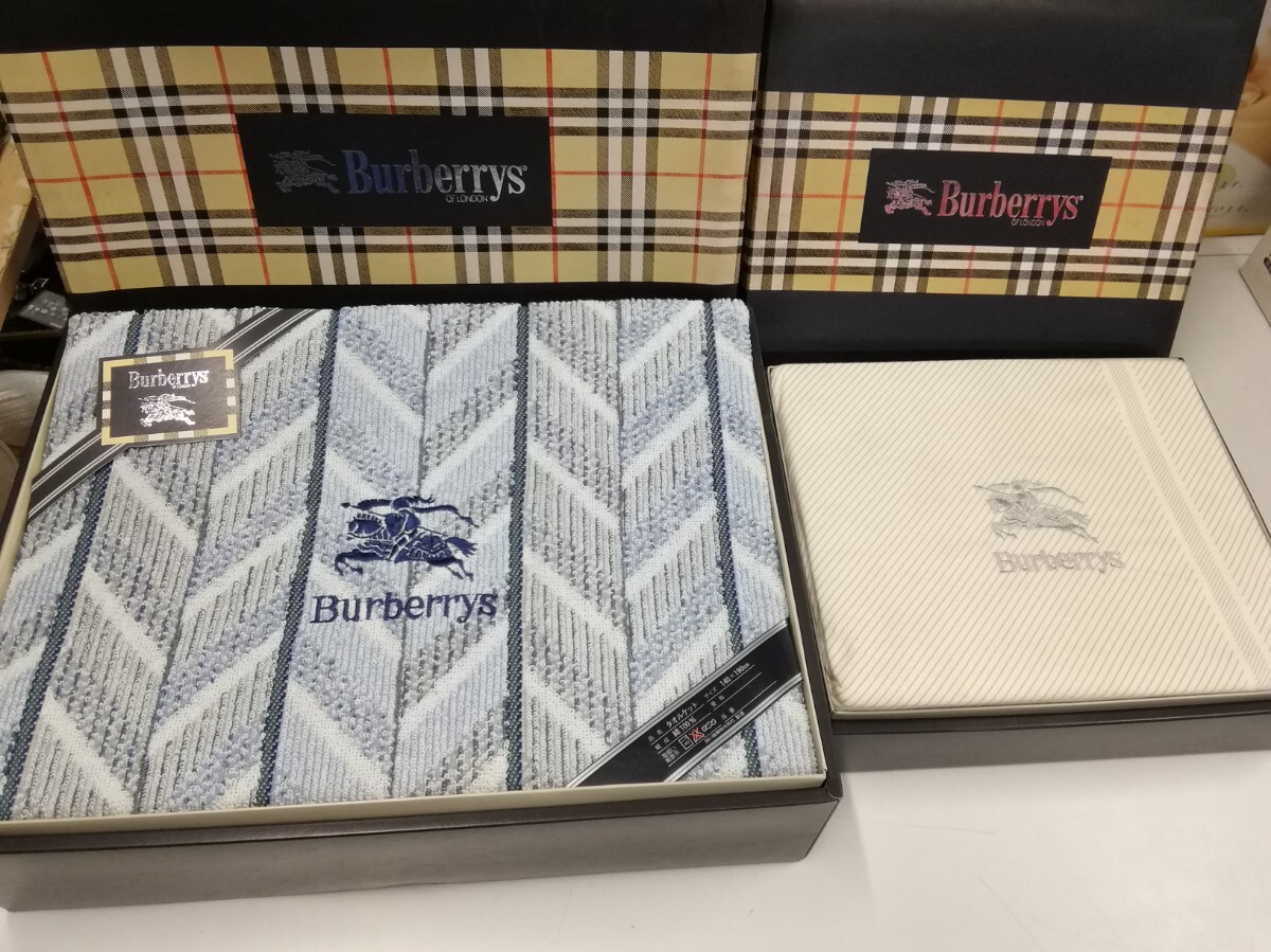 g_t P464 ☆Burberrys バーバリー タオルケット サイズ140×190cm 綿100%/シーツ サイズ140×240cm 綿100% 寝具【未使用長期保管訳あり品】拍卖