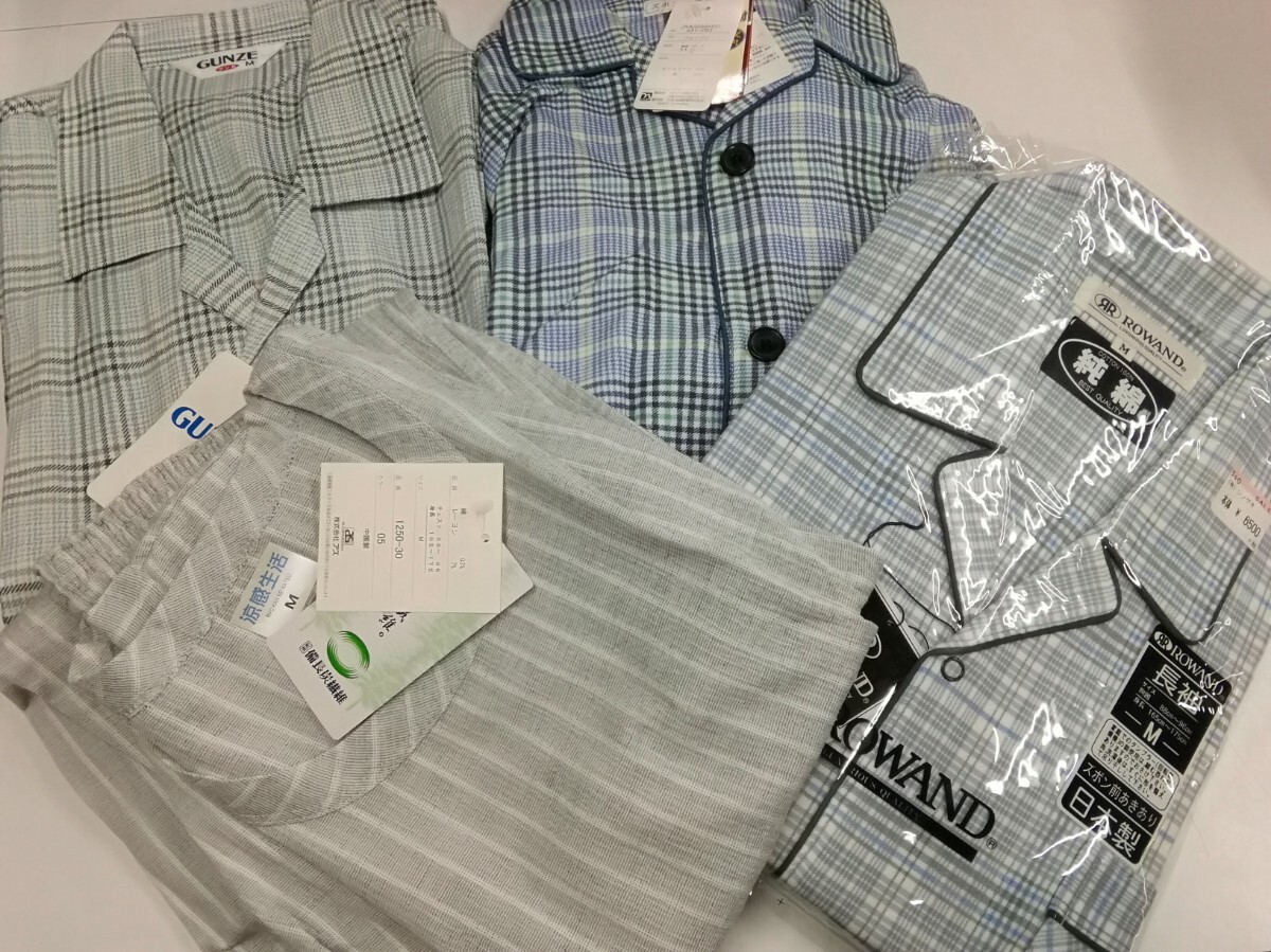 g_t P468 ☆紳士 長袖長ズボン 前開きパジャマ上下セット 3組/半袖パジャマ 上下セット 1組 すべてMサイズ 4組まとめて 【未使用保管品】拍卖