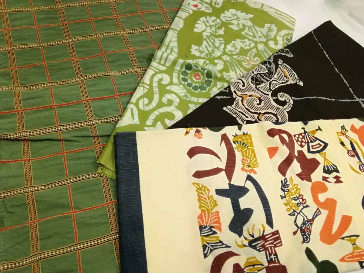 g_t P470 ☆大判風呂敷 4枚まとめて 100cm×100cm程度 1枚/86cm×86cm程度 3枚 和装小物 ※汚れ、シワがあります拍卖