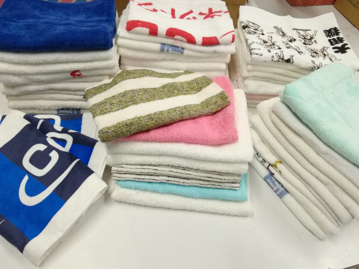 g_t P492 ☆フェイスタオル 50点(うちスポーツタオル3枚)まとめて ※ 経年による汚れのあるものがあります【未使用長期保管品】拍卖